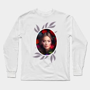 Floral Woman Print 1 Long Sleeve T-Shirt